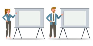 Ofis karakter vektör tasarımında çalışan iş adamları. 37 numara.