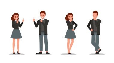 business people working in office character vector design. no41