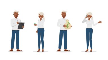 Ofis karakter vektör tasarımında çalışan iş adamları. no54