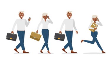 Ofis karakter vektör tasarımında çalışan iş adamları. no56