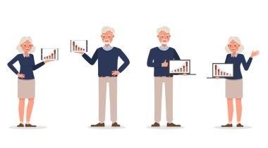 Ofis karakter vektör tasarımında çalışan iş adamları. 63 numara.