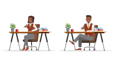 Ofis karakter vektör tasarımında çalışan iş adamları. hayır 84