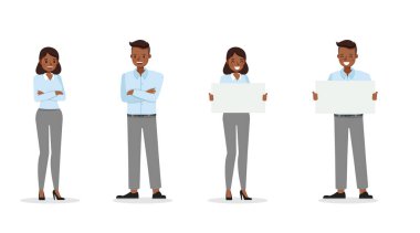 Ofis karakter vektör tasarımında çalışan iş adamları. 87 numara.