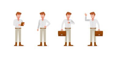 İş adamı karakter tasarımı. Çeşitli eylemlerde sunum. 12 numara.