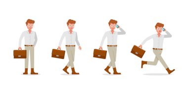 İş adamı karakter tasarımı. Çeşitli eylemlerde sunum. 14 numara.