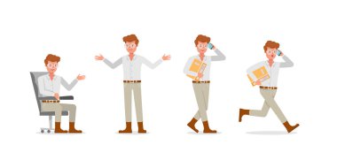 İş adamı karakter vektör tasarımında çalışıyor