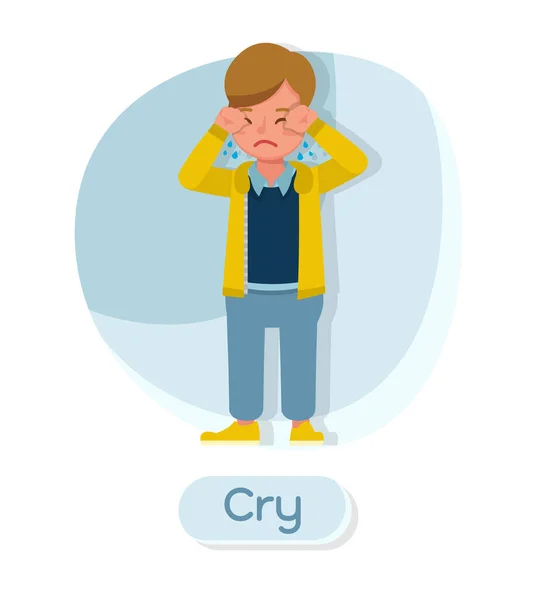 Charakteristický Vektor Pro Děti Prezentace Různých Akcích Emocemi Pláčem — Stockový vektor