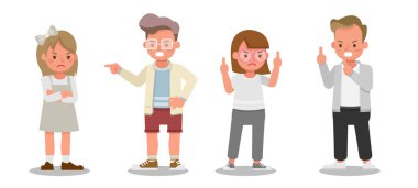 Çocuk karakter tasarımı. Duygularla, öfkeyle ve üzüntüyle çeşitli eylemlerde sunum.