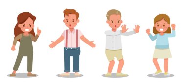 Çocuk karakter tasarımı. Duyguları olan, kızgın ve hüzünlü bir şekilde sunum. 2 numara.