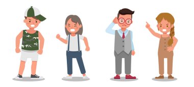 Çocuk karakter tasarımı. Duyguları olan, kızgın ve hüzünlü bir şekilde sunum. 4 numara.