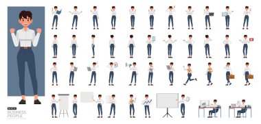 Büyük bir iş kadını grubu beyaz gömlek karakter tasarımı giyer. Ofis planlama, düşünme ve ekonomik analizde çalışan insanlar.