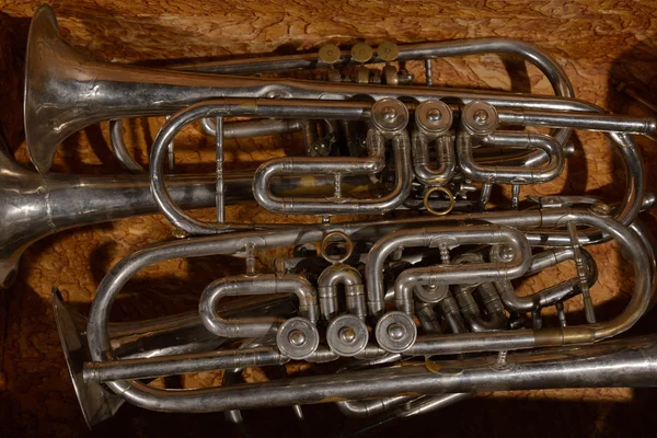 Fragmento quatro trompete na caixa — Fotografia de Stock