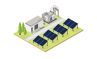 Güneş pili enerjisi, izometrik grafikteki güneş pili santrali