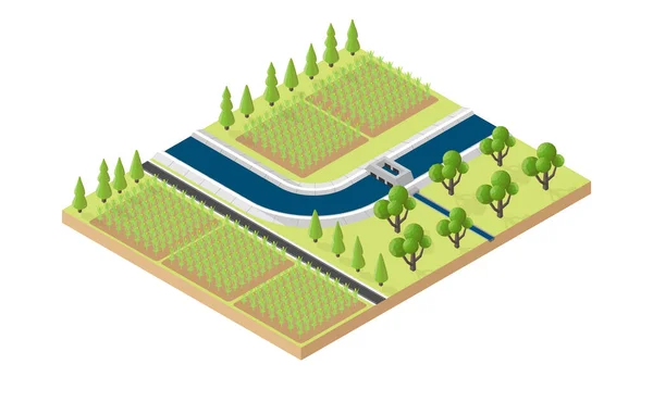 Canal Irrigação Para Agricultura —  Vetores de Stock