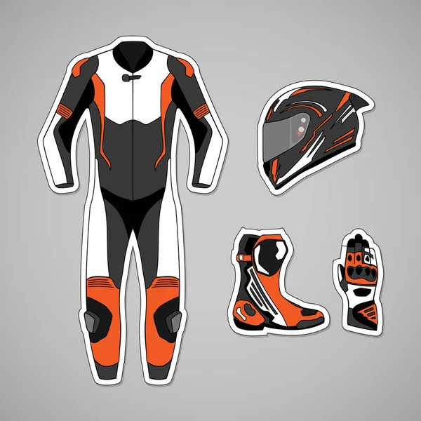 Équipement Protection Moto Pour Jour Circuit Piste Course — Image vectorielle