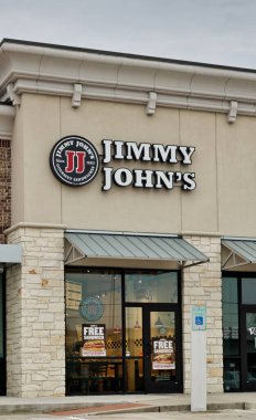 Humble, Texas USA November 11, 2022: Jimmy Johns storefront exterior American sandwich fast food restaurant chain.