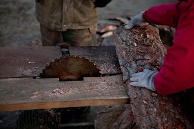 marangoz ahşap üzerinde makine aracı çalışır.