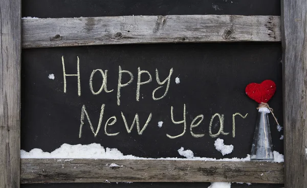 Grunge nápis křídou na palubě šťastný nový rok — Stock fotografie