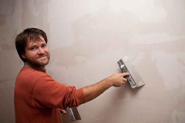 Çalışma bir spatula duvarıyla hizalanır — Stok fotoğraf