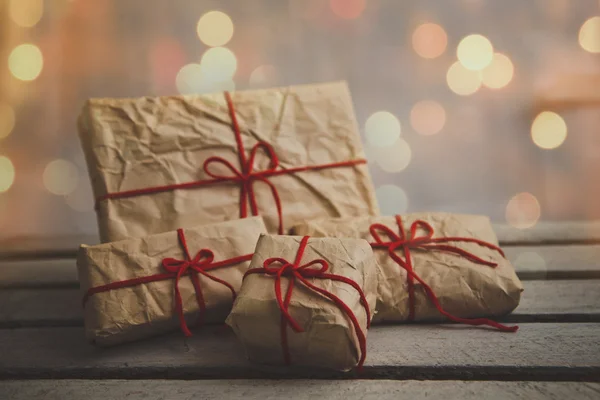 Gift boxes on shiny background — Stock Photo, Image