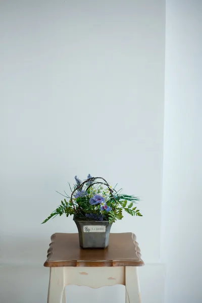 Flower pot with white wall — Stock Photo, Image