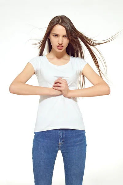 Teenage girl gestures — Stock Photo, Image