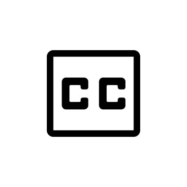 CC Simge Vektörü Beyaz Arkaplanda izole edildi. Başlık Sembol İllüstrasyonu