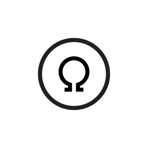 Omega Symbool Vector Geïsoleerd Witte Achtergrond — Stockvector