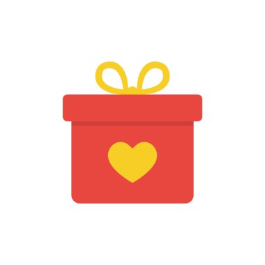 Aşk Sembol Resimli Kırmızı Hediye Kutusu Simgesi