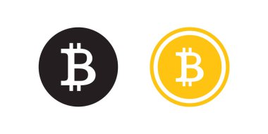 Düz Tasarım Biçiminde Bitcoin Şifreleme Simgesi Vektörü