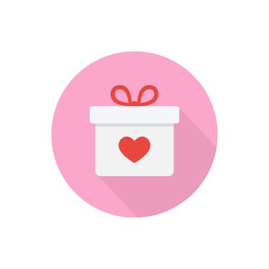 Düz Tasarım Biçimli Pembe Hediye Kutusu Simgesi Vektörü