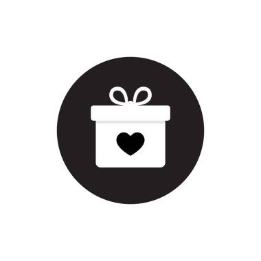 Sevimli Aşk Hediye Kutusu Düz Tasarım Biçiminde Simge Vektörü