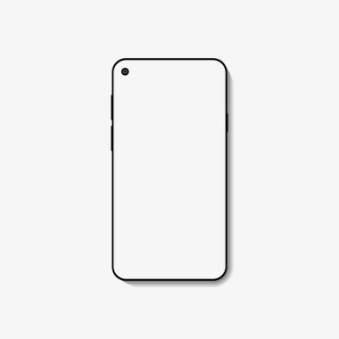 Mockup için Boş Ekran Akıllı Telefon Vektörü. Çerçevesiz Cep Telefonu Simgesi Çizimi\\