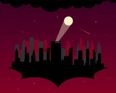 Gotham 'ın Siluet Şehir Arkaplan Vektörü İllüstrasyonu