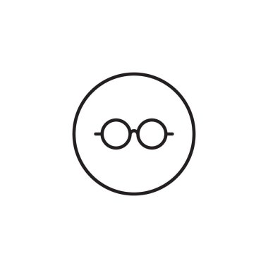 Yuvarlak Gözlük Simgesi Vektörü. Satır Biçiminde Gözlük Sembol İllüstrasyonu