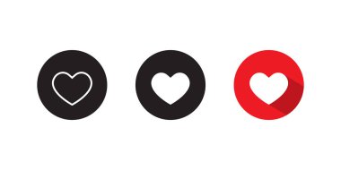 Düz Tasarım Biçimli Aşk Düğmesi Simgesi Vektörü. Kalp Sembol İllüstrasyonu