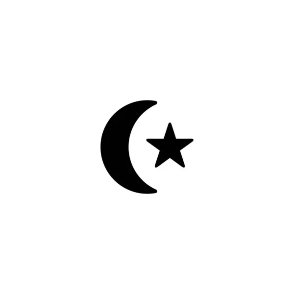 Moon Star Icon Vector Obrázek Islámského Symbolu — Stockový vektor