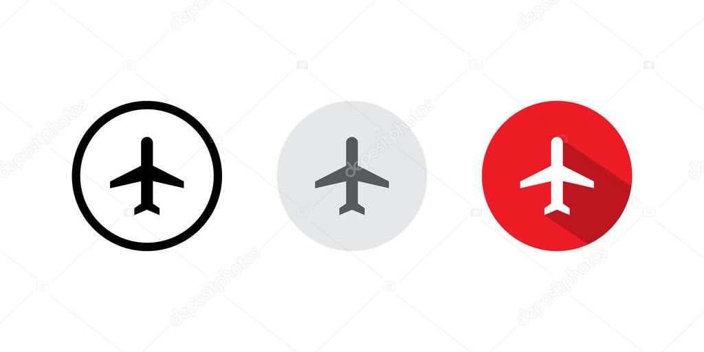 Airplane Mode Icon Vector in Flat Design Style. Plane, Flight Symbol Images