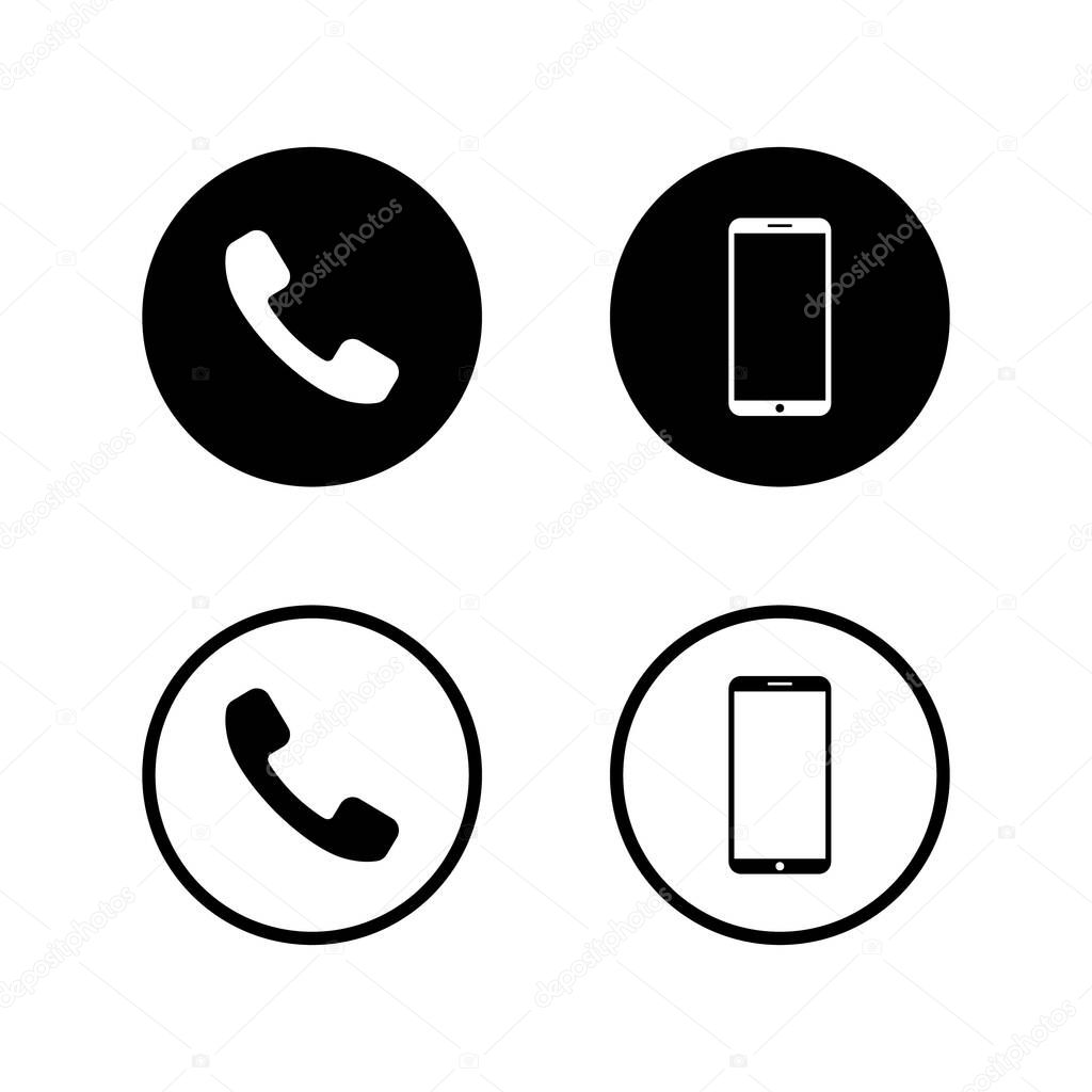 Phone and Smartphone Icon Vector Isolated on White Background