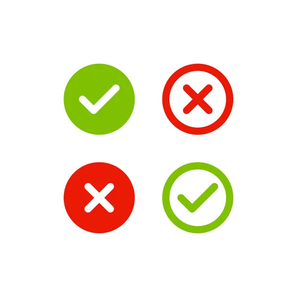 Zkontrolujte Vektor Ikon Značky Obrázky Správným Nesprávným Symbolem — Stockový vektor