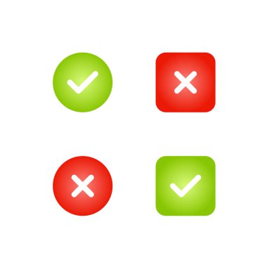 Doğru ve Yanlış Sembolleri. Simge Vektörünü Kontrol Et