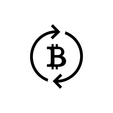 Bitcoin loop arrow icon. Digital currency exchange or cryptocurrency rotation symbol