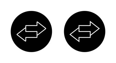 Exchange arrow icon in black circle. Two way arrows symbol. Swap arrows sign