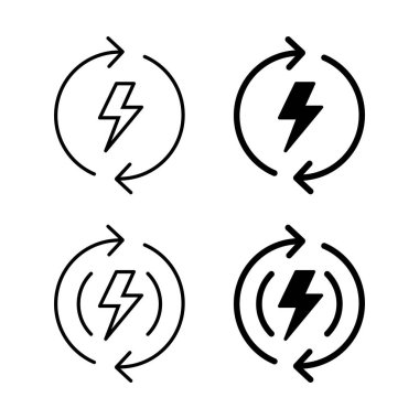 Yenilenebilir enerji ikonu. Şimşek şimşeği döndürme ve şarj etme sembolü