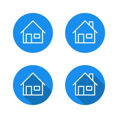 Uzun gölgeli ev çizgisi ikonu. Ev mimarisi ve emlak inşaat sembolü