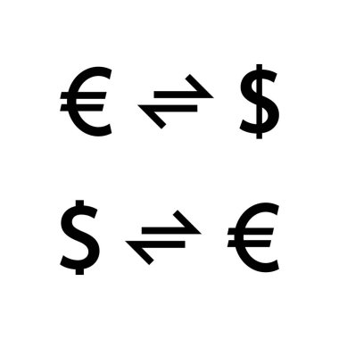 Avrodan dolara takas simgesi. Para dönüştürme ve önx aktarım simgesi