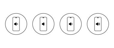 Yuvarlak hatlı akıllı telefon hoparlörü simgesi. Cep telefonu ses seviyesi sembolü. Cep telefonu sesi işareti
