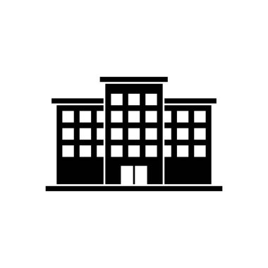 Ofis binası siluet simgesi. Ticari mülkiyet ve kentsel mimari sembol