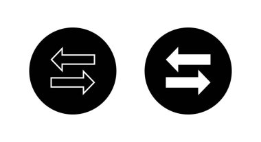 Siyah çemberde ok simgesini değiştir. Yön, yön bulma ve takas sembolü. Çift yönlü ok işareti