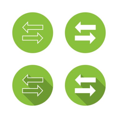 Uzun gölgeli ok simgesini takas et. Yön, yön bulma ve takas sembolü. Çift yönlü ok işareti